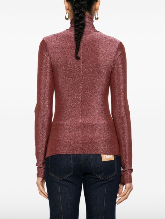  포르테포르테 긴팔 티셔츠 포르테 포르테 루렉스 저지 터틀넥 티셔츠 블러쉬 - FORTE FORTE