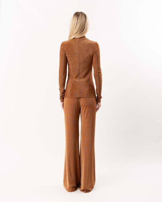  포르테포르테 긴팔 티셔츠 Forte Forte Lurex 저지 터틀넥 티셔츠 브론즈 - FORTE FORTE