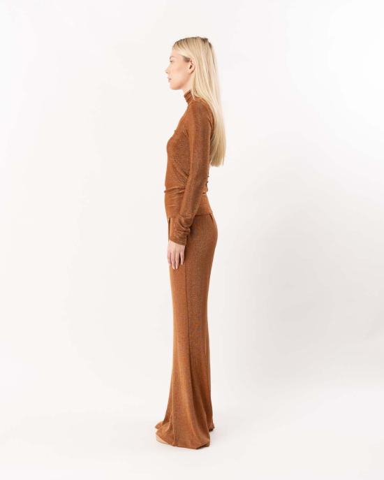  포르테포르테 긴팔 티셔츠 Forte Forte Lurex 저지 터틀넥 티셔츠 브론즈 - FORTE FORTE