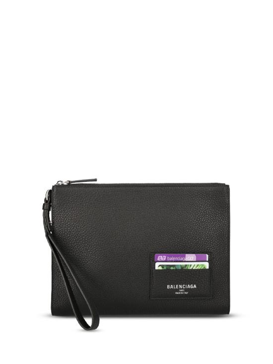 25FW 발렌시아가 텍스쳐 레더 파우치 846884 2ABVZ 1000 BLACK