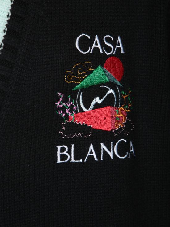 26FW 카사블랑카 가디건 MPF25KW100 01 Black - CASABLANCA