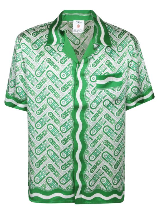 26FW 카사블랑카 반팔 셔츠 MPF25SH003 10 Green