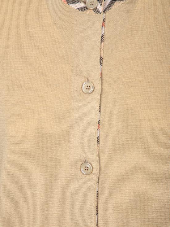 26FW 버버리 체크 트리밍 울 가디건 8112164 B8626 Beige - BURBERRY