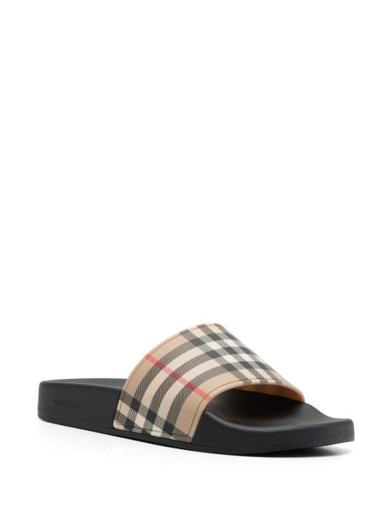 26SS 버버리 체크 프린트 슬라이드 8057037 A7028 Beige - BURBERRY