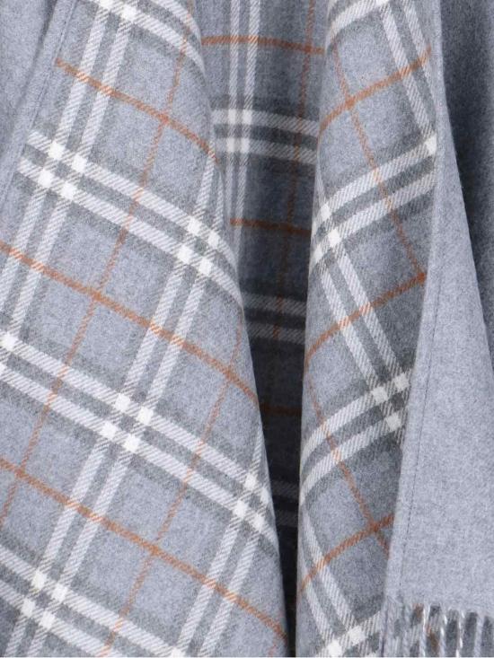26SS 버버리 리버시블 체크 울 케이프 8071675 A1345 Grey - BURBERRY