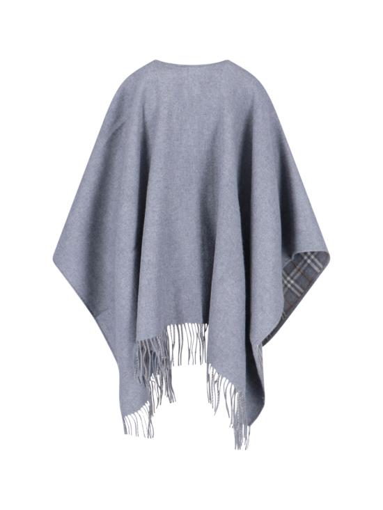 26SS 버버리 리버시블 체크 울 케이프 8071675 A1345 Grey - BURBERRY