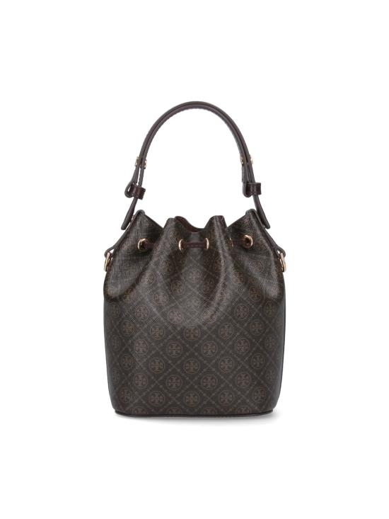 26SS 토리버치 T 모노그램 코티드 캔버스 버킷백 164889 200 Brown - TORY BURCH
