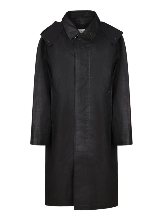 25FW 르메르 코트 후드 레인 - 발수 수지 코튼 캔버스 CO1132 LF1495 블랙