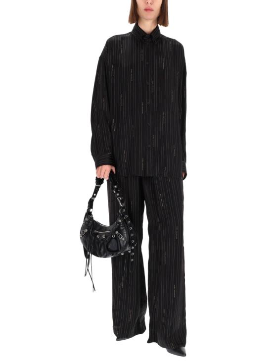 26FW 발렌시아가 핀스트라이프 로고 팬츠 847154 TSLA61264 BLACK - BALENCIAGA