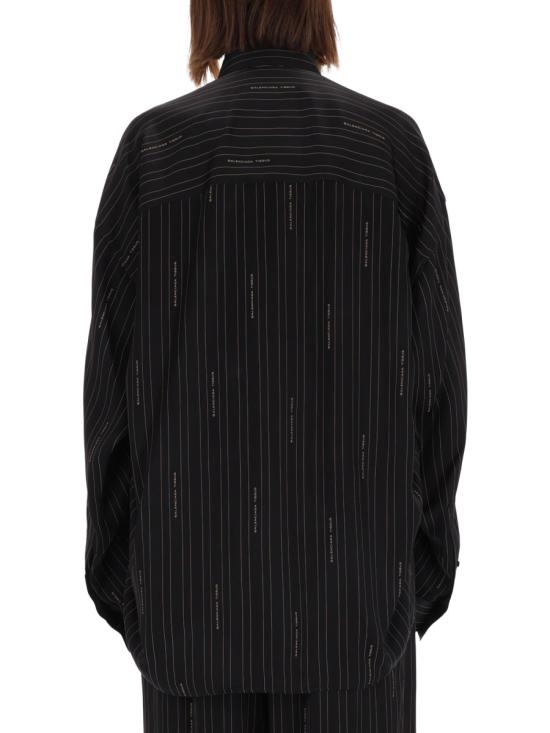 25FW 발렌시아가 핀스트라이프 로고 셔츠 841012 TSLA61264 BLACK - BALENCIAGA