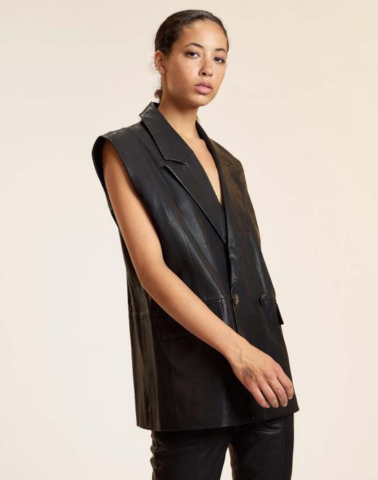  신시아 로리 베스트 신시아 로울리 롤라 가죽 조끼 블랙 - CYNTHIA ROWLEY