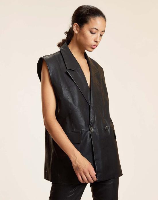  신시아 로리 베스트 신시아 로울리 롤라 가죽 조끼 블랙 - CYNTHIA ROWLEY