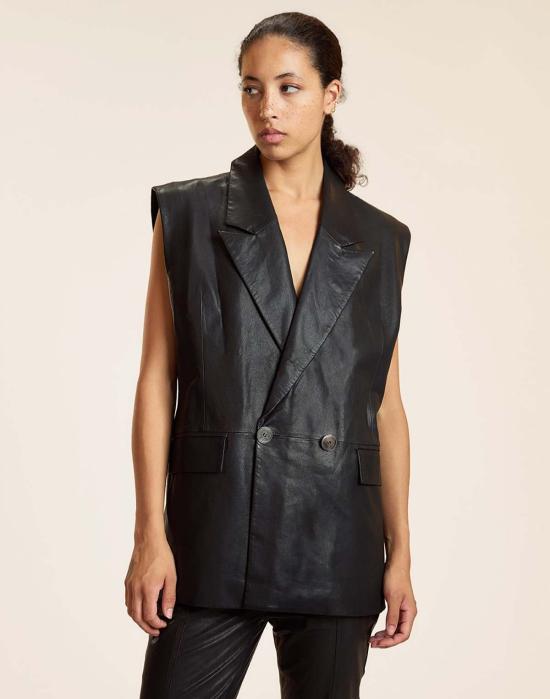  신시아 로리 베스트 신시아 로울리 롤라 가죽 조끼 블랙 - CYNTHIA ROWLEY