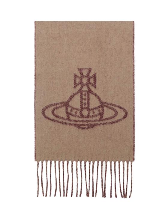 25FW 비비안웨스트우드 싱글 ORB 더블 페이스 머플러 81030006 W00ZH C406 Brown