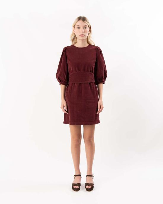 벨벳 숏 원피스 지나 드레스 보르도 - VELVET