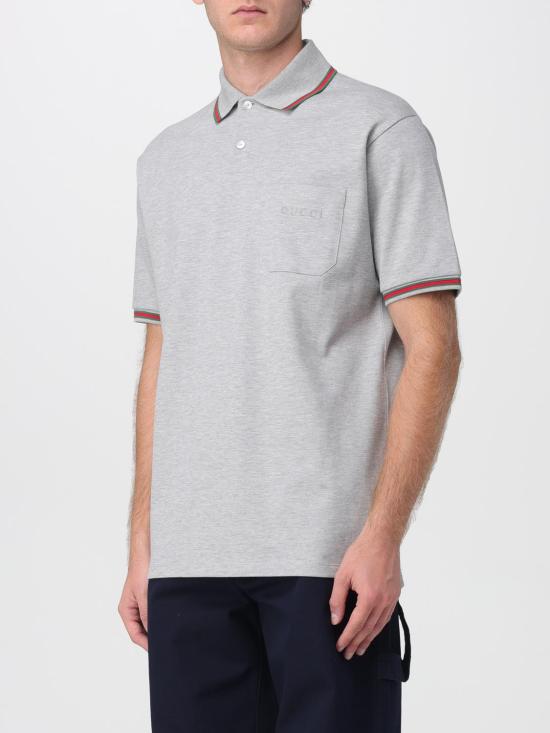 25FW 구찌 코튼 폴로 셔츠 795174XJHEE 1056 Grey - GUCCI