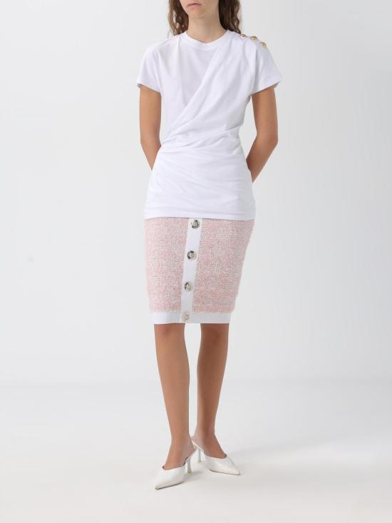 25FW 발망 미디 스커트 FF1LC016KI72 OIN Pink - BALMAIN