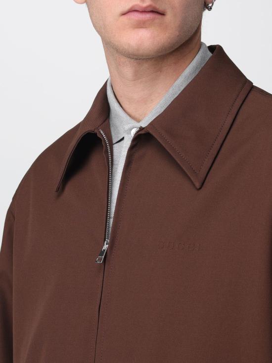 25FW 구찌 엠보스 울 트윌 지퍼 자켓 823645ZASGR 2129 Brown - GUCCI