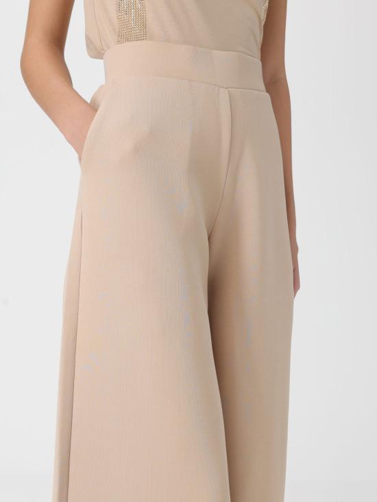 25FW 엠포리오 아르마니 로고 시리즈 코튼 블렌드 와이드 트라우저 7W000526AF13151 U1046 Beige - EMPORIO ARMANI