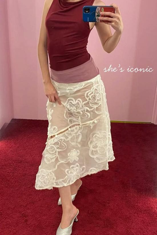  하우스오브써니 민소매 티셔츠 하우스 오브 써니 멀티 레이어 메시 베스트 베리 - HOUSE OF SUNNY