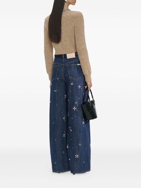 25FW 셀프 포트레이트 엠벨리시드 트림 가디건 AW25135CBR BROWN - SELF PORTRAIT