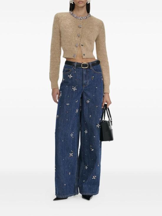 25FW 셀프 포트레이트 엠벨리시드 트림 가디건 AW25135CBR BROWN - SELF PORTRAIT