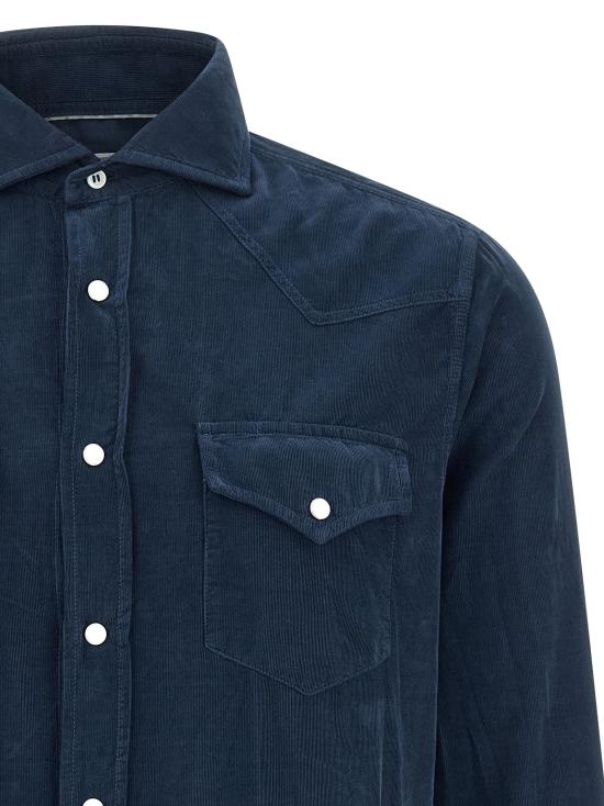 25FW 브루넬로 쿠치넬리 긴팔 셔츠 ML6884008C7057 Blue - BRUNELLO CUCINELLI