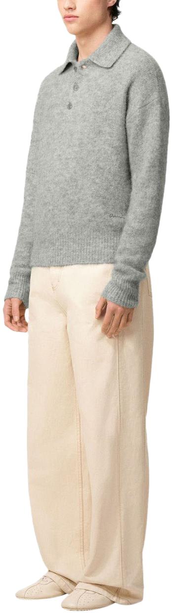 25FW 아미 알파카 아미 롱 슬리브 폴로 스웨터 HPL405KN0021050 GREY - AMI