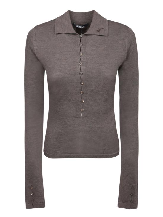 26FW 자크뮈스 메리노 롱 슬리브 폴로 셔츠  POW00806 AK00145 880 Brown