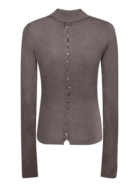 26FW 자크뮈스 메리노 롱 슬리브 폴로 셔츠 POW00806 AK00145 880 Brown - JACQUEMUS