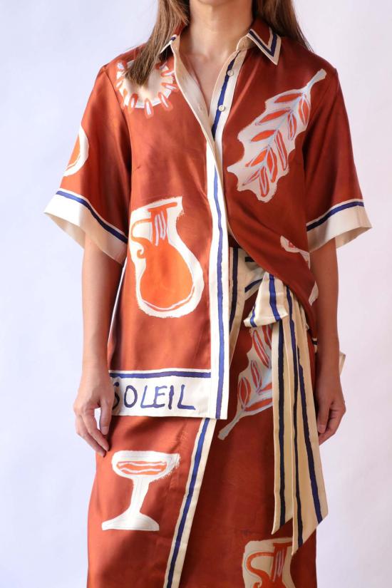  알레메 탑 AlÉmais Soleil D' Amour 실크 셔츠