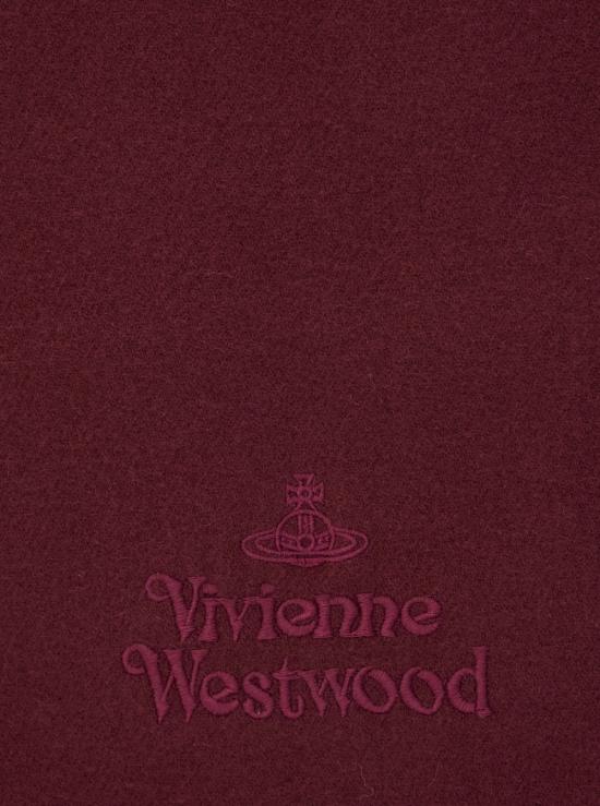 25FW 비비안웨스트우드 자수 로고 머플러 81030007W00Q7AABI401 Bordeaux - VIVIENNE WESTWOOD