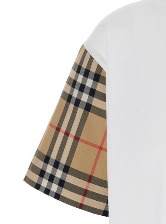 25FW 버버리 체크 코튼 티셔츠 8073029A1464 White - BURBERRY