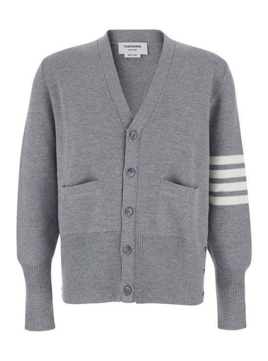 26FW 톰브라운 울 4바 브이넥 가디건 MKC160A00014055 Grey