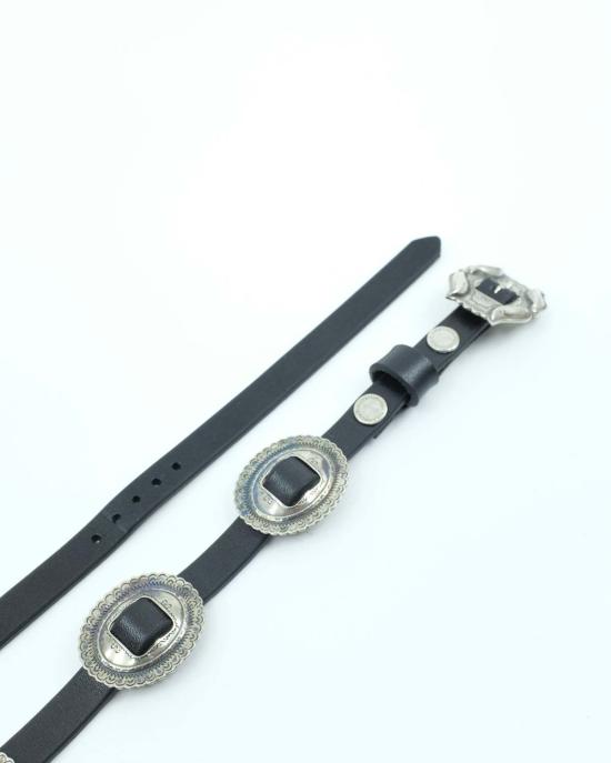  타카히로미야시타 더 솔로이스트 가죽 벨트 . 블랙 레더 콘초 모자 - TAKAHIROMIYASHITA THE SOLOIST.