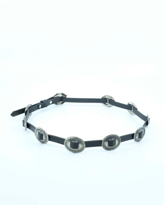  타카히로미야시타 더 솔로이스트 가죽 벨트 . 블랙 레더 콘초 모자