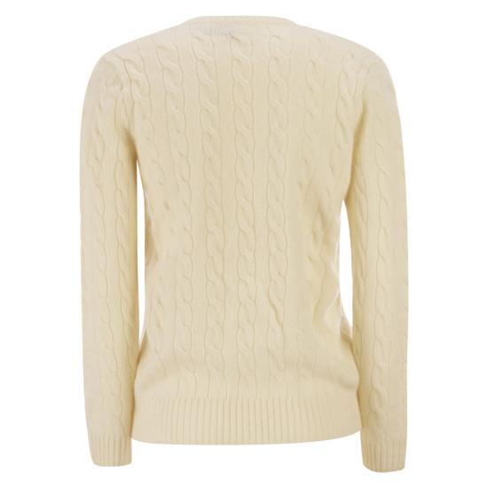 26SS 폴로 랄프로렌 포니 로고 자수 케이블 니트 v넥 스웨터 211971866 CREAM - POLO RALPH LAUREN