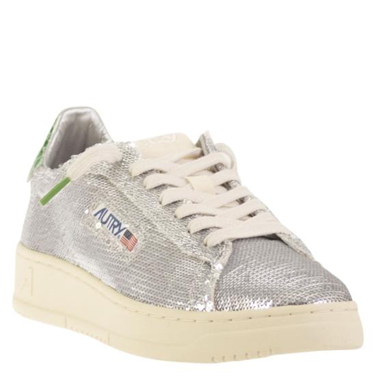 25FW 오트리 달라스 로우 고트스킨 스니커즈 ADLW SILVER GREEN - AUTRY