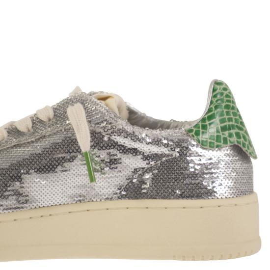 25FW 오트리 달라스 로우 고트스킨 스니커즈 ADLW SILVER GREEN - AUTRY