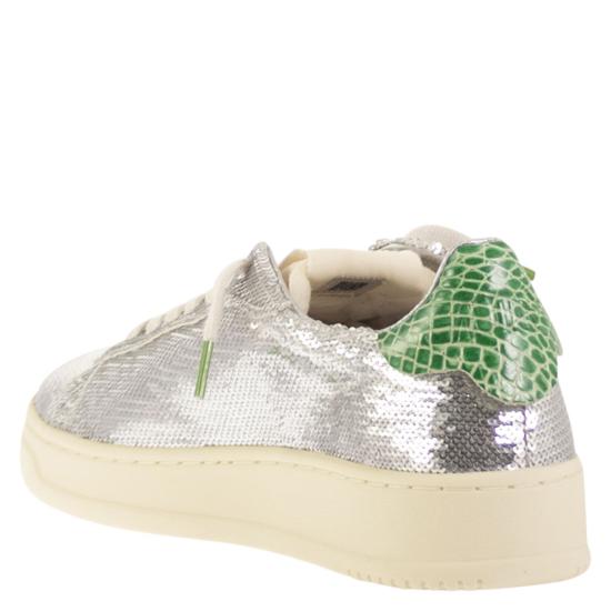 25FW 오트리 달라스 로우 고트스킨 스니커즈 ADLW SILVER GREEN - AUTRY