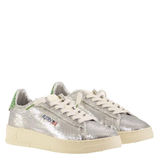25FW 오트리 달라스 로우 고트스킨 스니커즈 ADLW SILVER GREEN - AUTRY