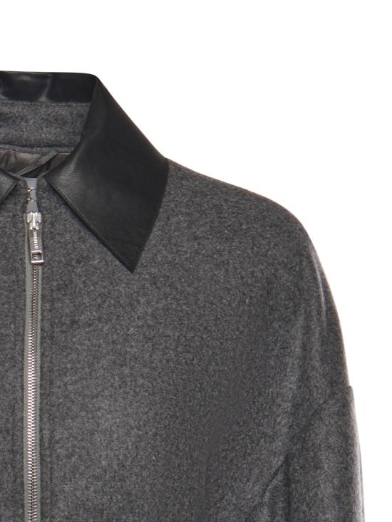 25FW 스포트막스 GENE 젠 레더 칼라 벨티드 코트 2522016012600 001 Grey - SPORTMAX