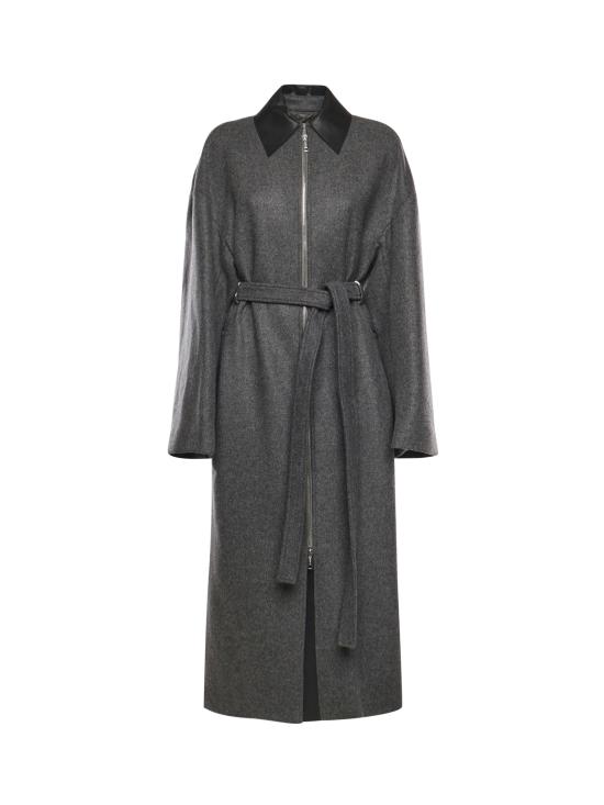25FW 스포트막스 GENE 젠 레더 칼라 벨티드 코트 2522016012600 001 Grey