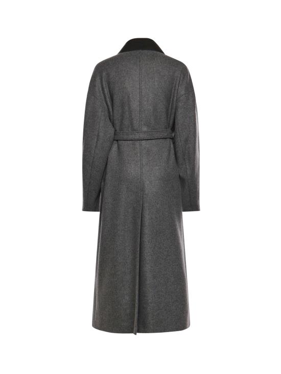 25FW 스포트막스 GENE 젠 레더 칼라 벨티드 코트 2522016012600 001 Grey - SPORTMAX