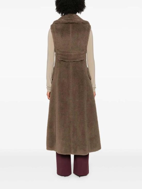 26FW 막스마라 알파카 울 테디 롱 베스트 2521276223600004 Brown - MAX MARA