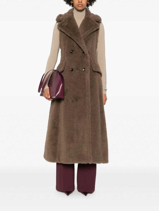 26FW 막스마라 알파카 울 테디 롱 베스트 2521276223600004 Brown - MAX MARA