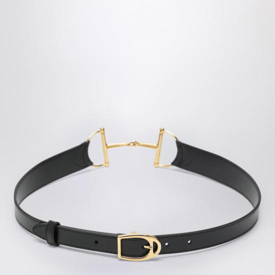 25FW 구찌 오버사이즈 홀스빗 벨트 8471190YA0G Black - GUCCI