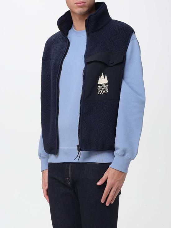 25FW 메종키츠네 캐주얼 플리스 베스트 PM02137WM2031 P480 Blue - MAISON KITSUNE