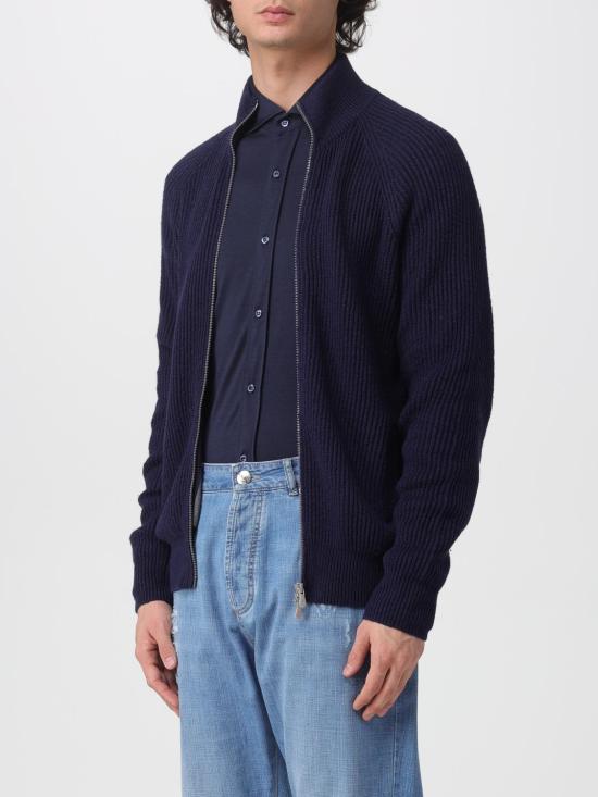 25FW 브루넬로 쿠치넬리 말필레 코튼 잉글리시 립 가디건 MNI708616 T816 C2425 Navy - BRUNELLO CUCINELLI