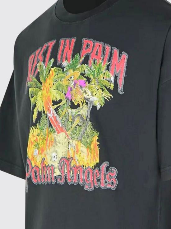 25FW 팜앤젤스 반팔 티셔츠 PMAA10DF25JER006 1084 Black - PALM ANGELS